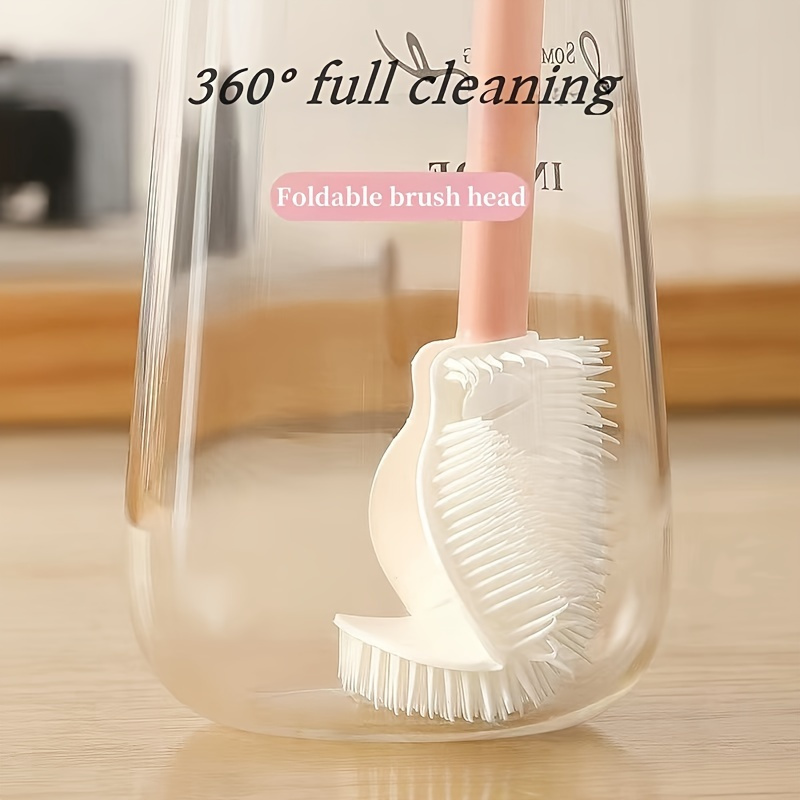 Reusable Bottle - 1/2/5PCS แปรงทำความสะอาดแบบพับได้ 360 องศา พร้อมดีไซน์ด้ามจับยาว ใช้ซ้ำได้สำหรับขวดและถ้วย