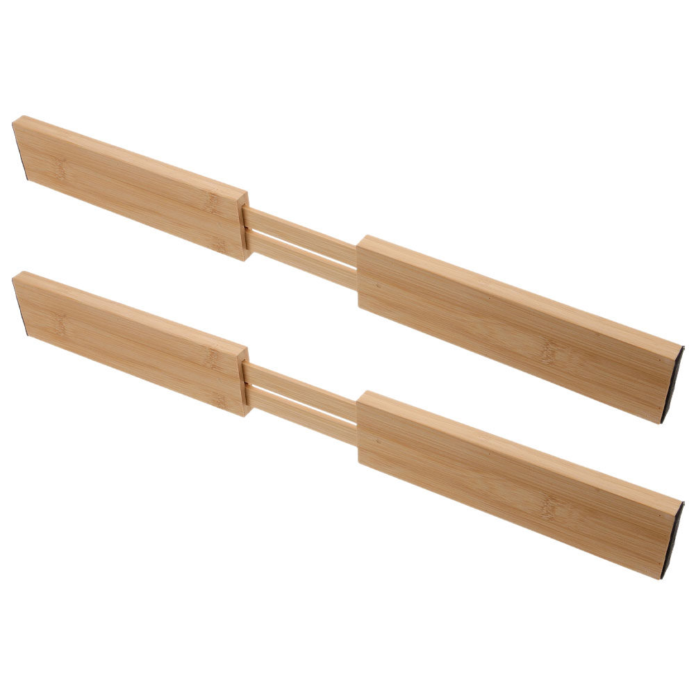 Bamboo Cutlery - ตัวแบ่งลิ้นชักไม้ไผ่ 2 ชิ้น ปรับขยายได้ สำหรับจัดระเบียบอุปกรณ์ครัว ช้อน