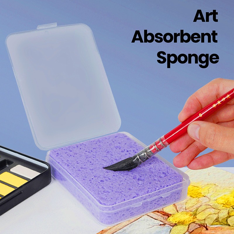 Eco Sponge - ฟองน้ำทำความสะอาดสีน้ำแบบบรรจุกล่อง ฟองน้ำดูดซับน้ำสำหรับวาดภาพ ฟองน้ำสำหรับวาดภาพสีน้ำ อุปกรณ์ศิลปะ