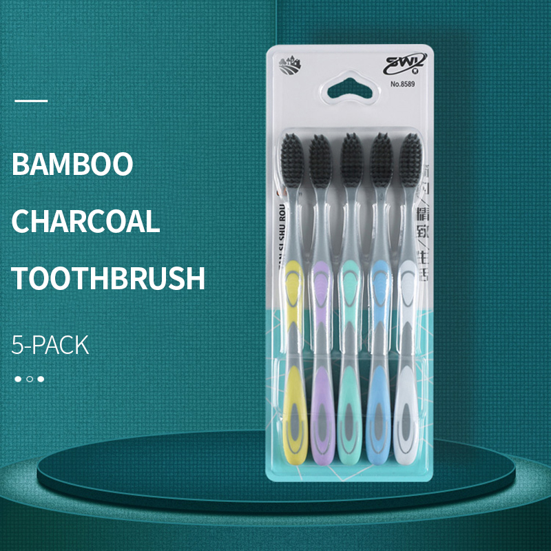 Bamboo Toothbrush - แปรงสีฟันแบบใช้มือ 5/10 ชิ้นพร้อมขนแปรงนุ่มถ่านไม้ไผ่เพื่อการทำความสะอาดช่องปากอย่างอ่อนโยนในครัวเรือนผู้ใหญ่