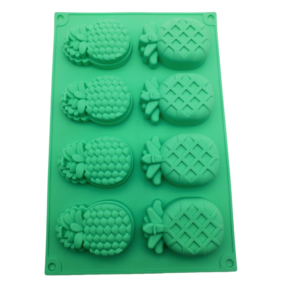 Eco Soap - แม่พิมพ์เค้กซิลิโคนรูปสับปะรด 8 หลุม เกรดอาหาร สำหรับทำมูส สบู่ทำมือ