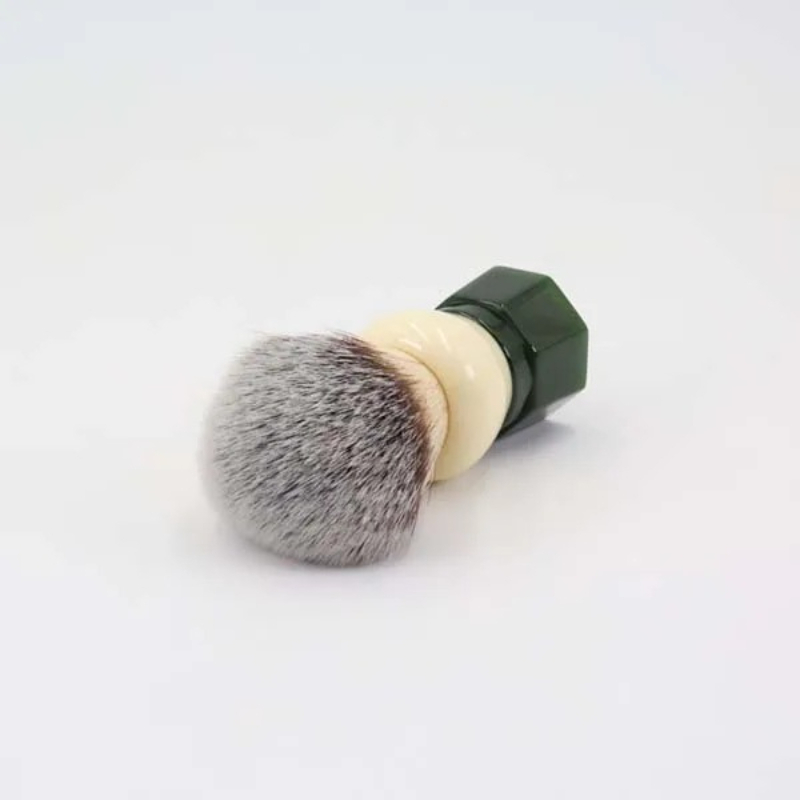 Safety Razor Handle - YAQI แปรงโกนหนวดสำหรับผู้ชาย ขนแปรงสีขาวเทา ด้ามจับเรซินสีดำงาช้าง ฐานทรงแปดเหลี่ยม สร้างฟองได้รวดเร็วสำหรับมีดโกนหนวดแบบปลอดภัย