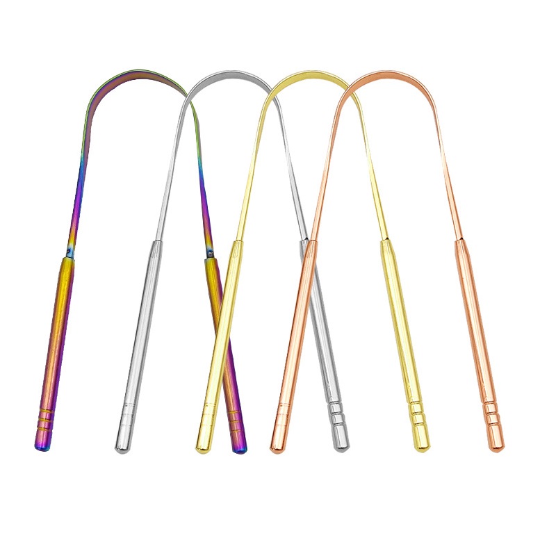 Bamboo Toothbrush - อุปกรณ์ทำความสะอาดกันรอยสแตนเลส4สีแปรงสีฟันเครื่องขูดลิ้นลิ้นสดชื่นเคลือบปากเพื่อสุขอนามัยในช่องปาก
