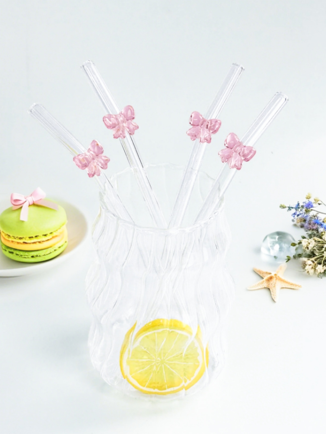 หลอดแก้วลายการ์ตูนน่ารักสีชมพู - Reusable Straw บทวิจารณ์และราคา